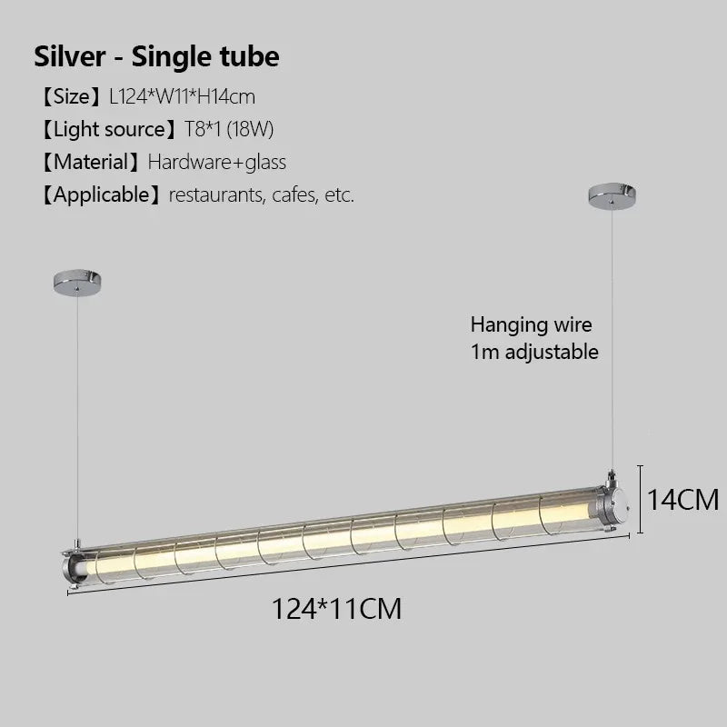 Retro Linear Glass Pendant Light In Polished Chrome - Decorbites