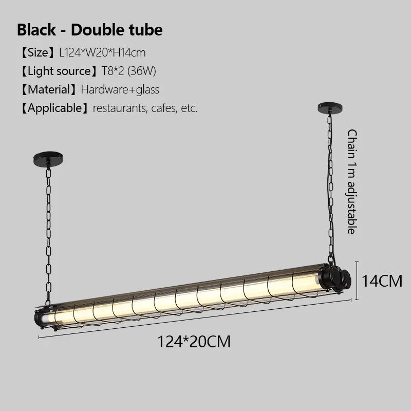 Retro Linear Glass Pendant Light In Polished Chrome