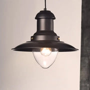 Black metal pendant light with clear glass bulb and wide shade decorbites retro loft ceiling fixture for coffee shop