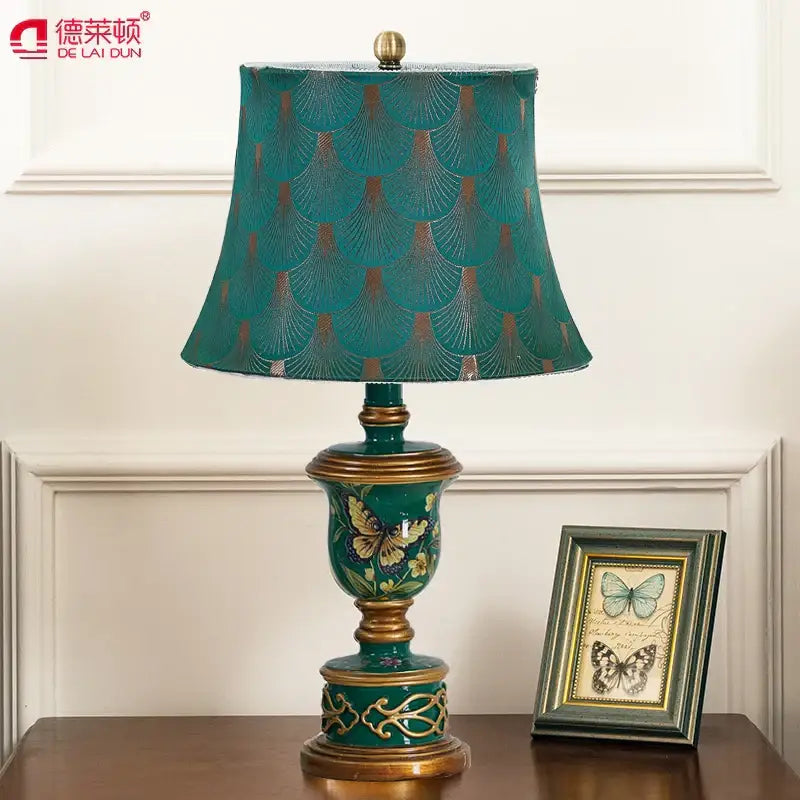 Elegant teal ceramic table lamp with gold butterfly motifs for decorbites green resin bedroom light decorbites green resin table lamp