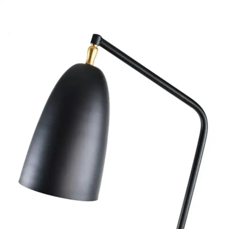 Black matte finished retro nordic grasshopper floor lamp with curved arm and gold accent for living room decorbites floor lamp