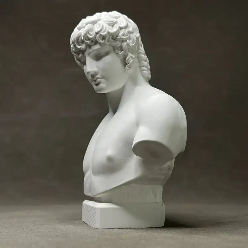 White marble retro plaster sculpture bust of antinous with curly hair for decorbites antinous retro living room decor