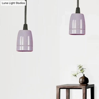 Decorbites™ retro style mini pendant light with purple ceramic shades and black red ceramic adjustable cords