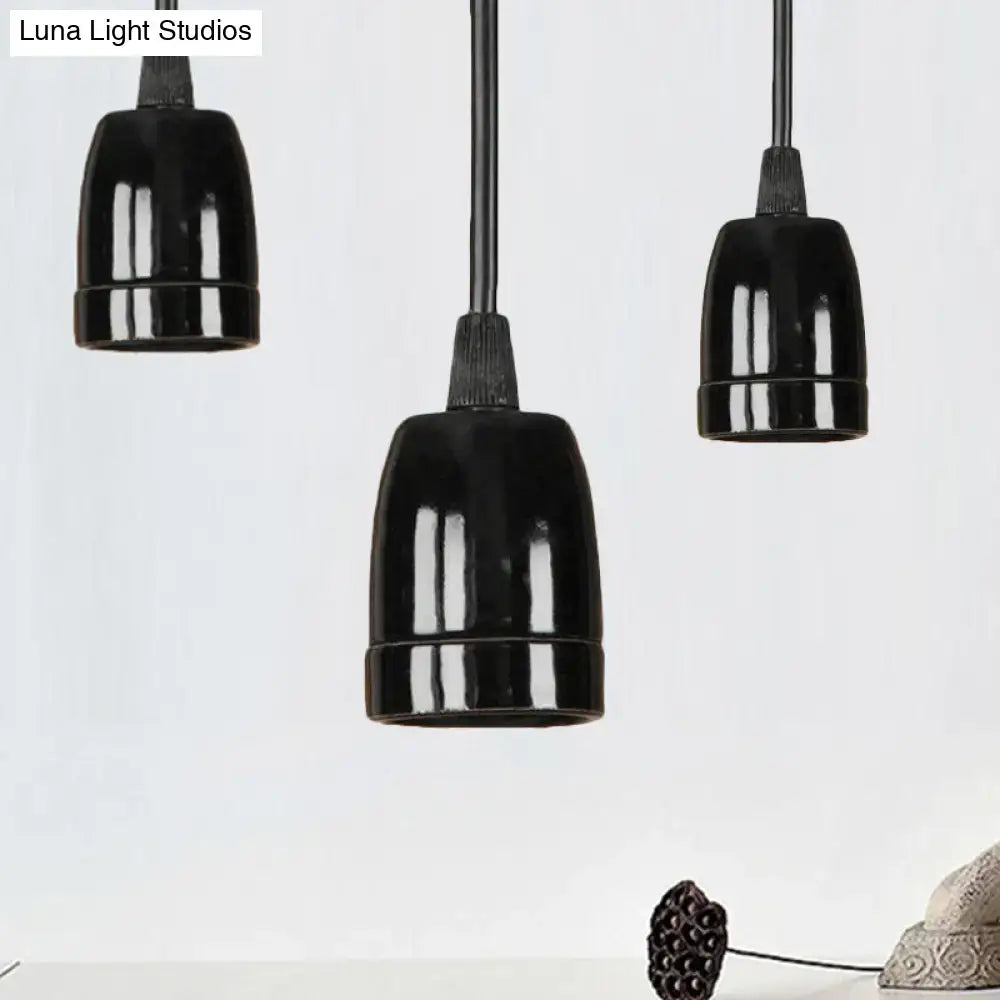 Decorbites retro style black red ceramic pendant light with glossy ribbed texture and adjustable cord for ceiling use