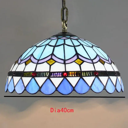Retro tiffany style colorful glass chandelier pendant with dome design in blue white purple hues for dining room decorbites colorful glass