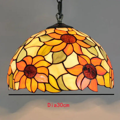 Retro tiffany style colorful glass chandelier pendant light with vibrant sunflower stained glass for dining room decorbites colorful glass