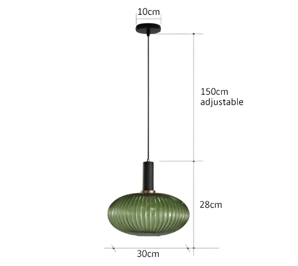 Green ribbed glass pendant light with black metal hardware for dining room decorbites colorful glass pendant lights