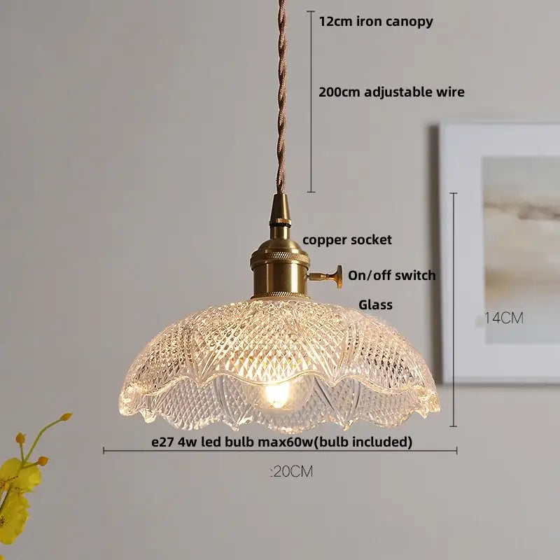 Vintage-style ribbed clear glass led pendant light with brass metal components for dining room decorbites clear glass design