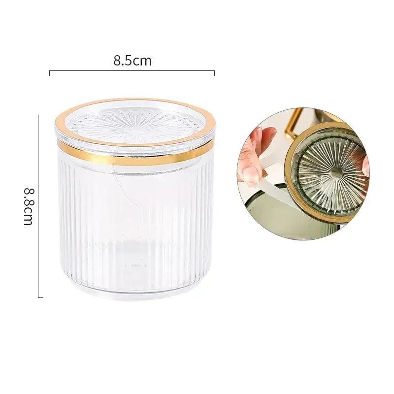 Clear glass acrylic seasoning jar with vertical ridges and gold-trimmed sunburst lid for decorbites seasoning jar set