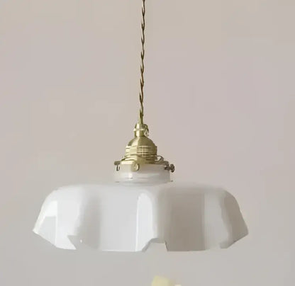 White ceramic led pendant light with fluted petal shade and brass hardware for dining room decorbites ceramic led