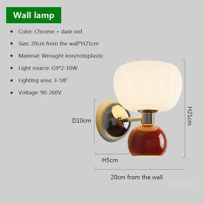 Chrome and date red wall lamps with frosted glass globe shade from decorbites cream breeze pumpkin bedroom lighting