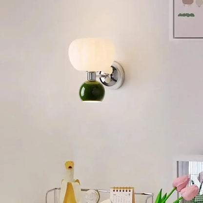Green and white ceramic globe wall lamps with chrome accents for bedroom decorbites cream breeze pumpkin lighting