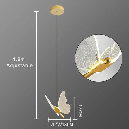 Romantic gold butterfly led chandelier with gold-toned metallic frame and translucent white wings by decorbites butterfly led