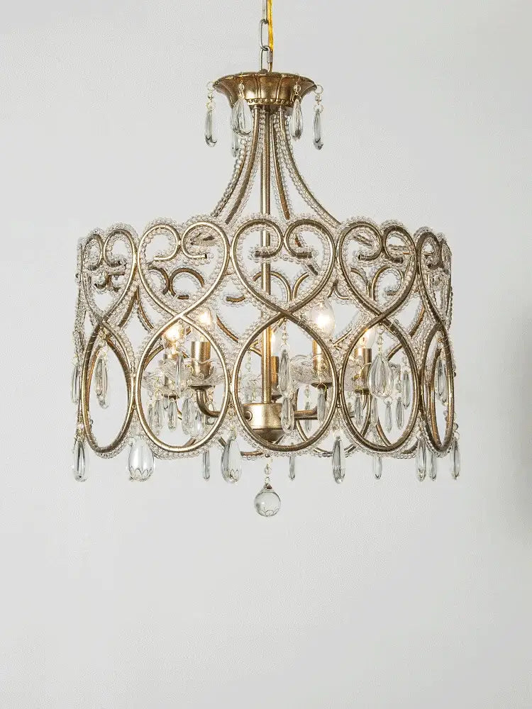 Romantic gold crystal heart ceiling light chandelier with intricate filigree and dangling crystal droplets for decorbites ceiling light