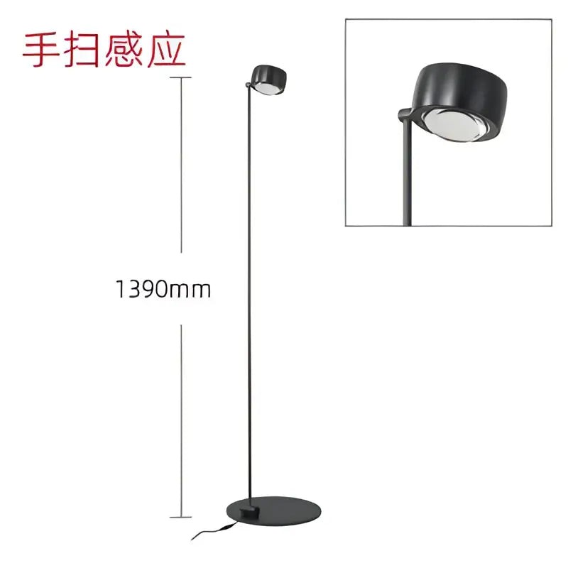 Black matte floor lamp with adjustable head featuring a sleek minimalist design for decorbites designer fishing floor