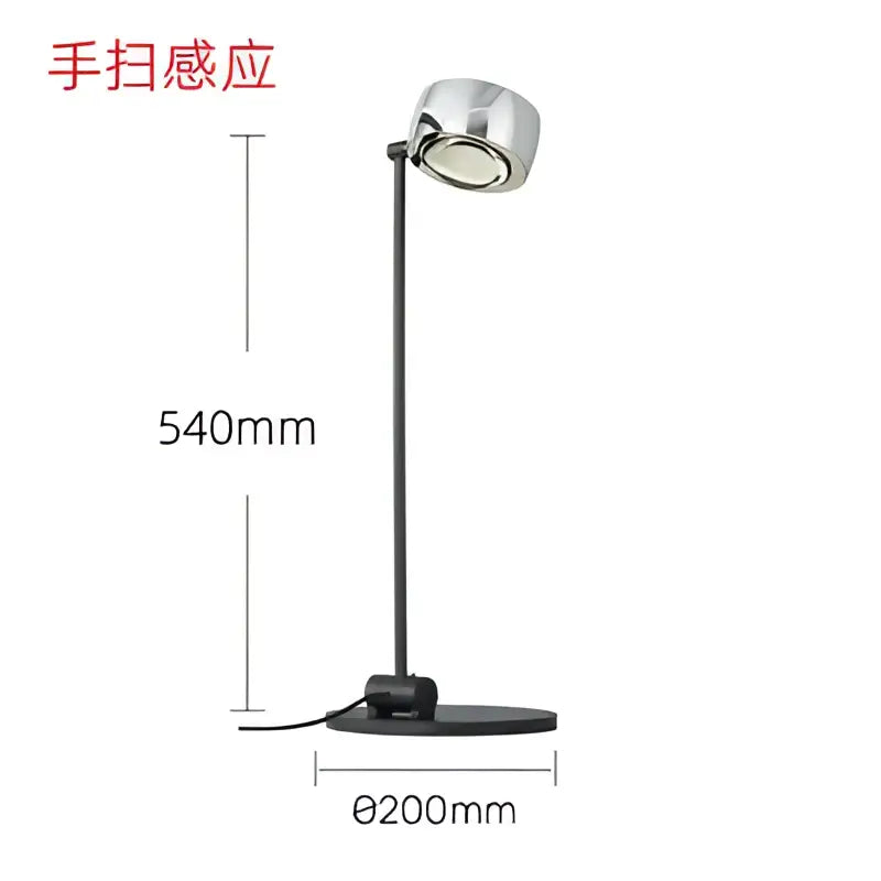 A sleek modern decorbites designer fishing floor lamp with polished chrome head and black metal base for living room decor
