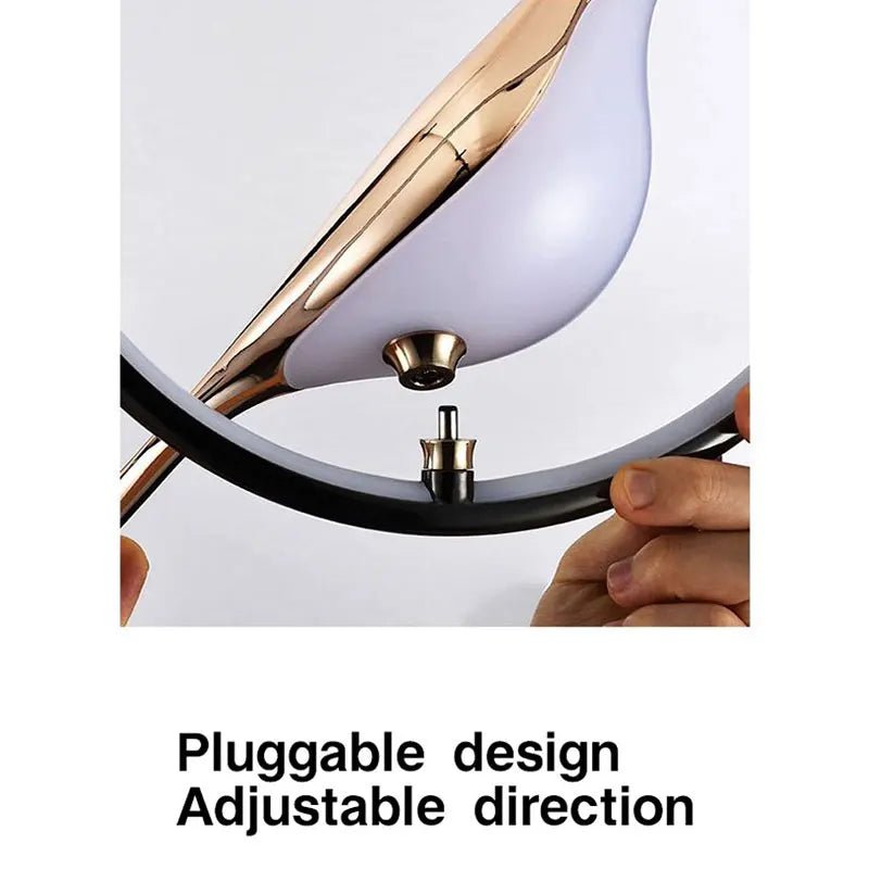 Rotatable Magpie Bird Metal Pendant Light in Gold or Silver - Decorbites
