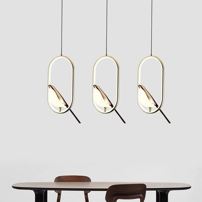 Rotatable Magpie Bird Metal Pendant Light in Gold or Silver - Decorbites