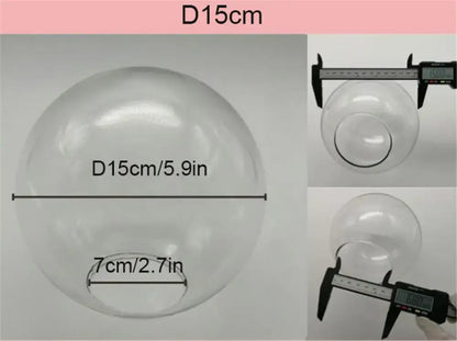 Round clear glass lamp shade replacement with 15cm diameter and 7cm opening for decorbites clear glass fishbowl cover