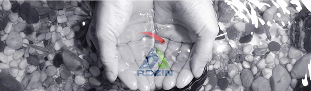A vibrant red fish held in hands above stones illustrating the rozin chrome deck mounted single hole mixer tap design