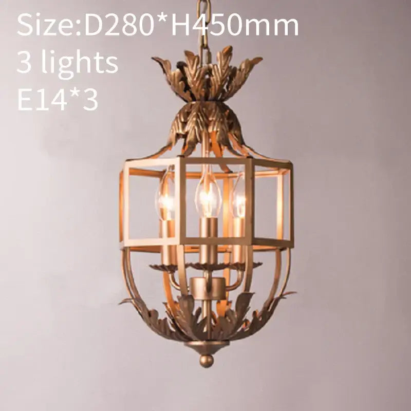 Antique brass pineapple pendant light with three exposed e14 bulbs in grey gold metal cage for decorbites grey gold decor