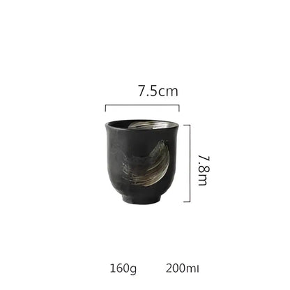 Black ceramic sushi bowl with textured design and flared rim from decorbites rustic ceramic sushi plate set