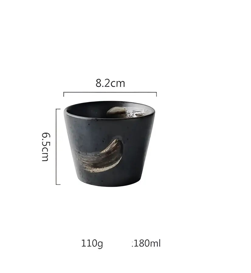 Rustic black ceramic sushi bowl with subtle textured design and curved rim from decorbites black ceramic set