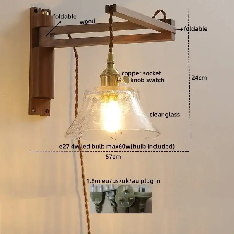 Rustic wall sconce with brass socket and clear glass shade designed for stair lighting by decorbites clear glass