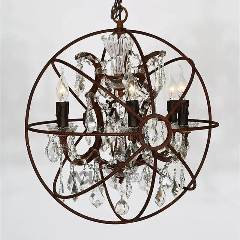 Rustic bronze crystal earth birdcage chandelier with intricate wireframe and crystal droplets for dining room decorbites crystal earth
