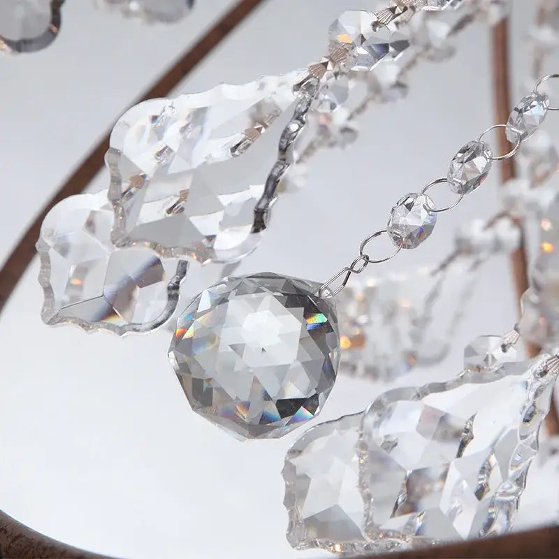 Clear faceted crystal pendant with round multifaceted design on metal chain in rustic bronze decorbites crystal earth chandelier