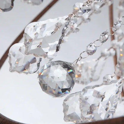 Clear faceted crystal pendant with round multifaceted design on metal chain in rustic bronze decorbites crystal earth chandelier