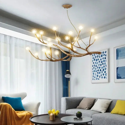 Rustic brown branch glass bubble chandelier with glowing spherical bulbs for dining room decorbites glass bubble light