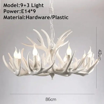 Rustic golden brown decorbites antler pendant chandelier with nine bulbs and plastic hardware frame for dining room lighting