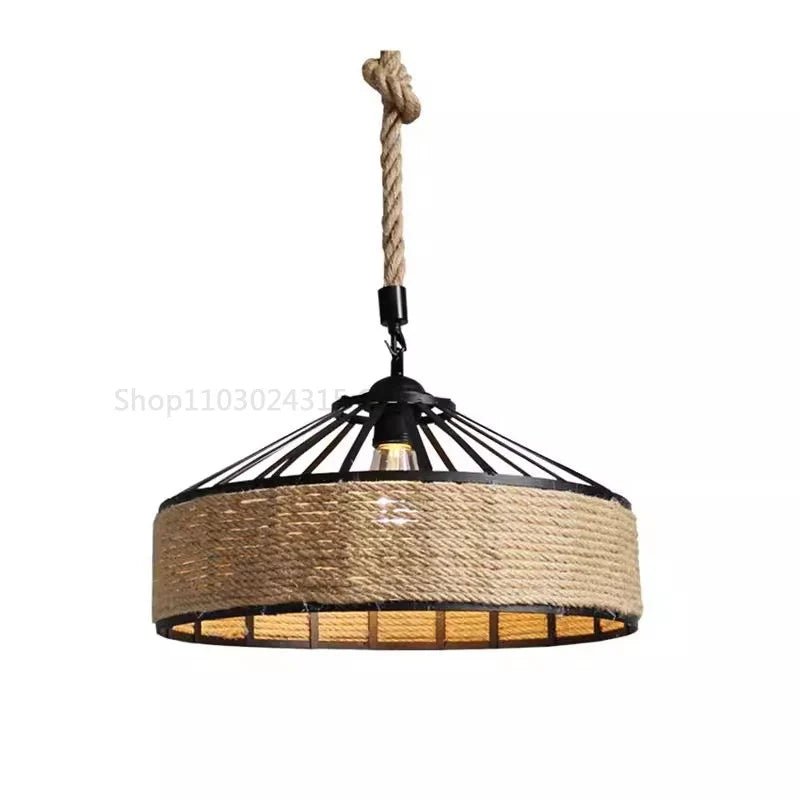 Rustic Hemp Rope Iron Pendant Light - Decorbites