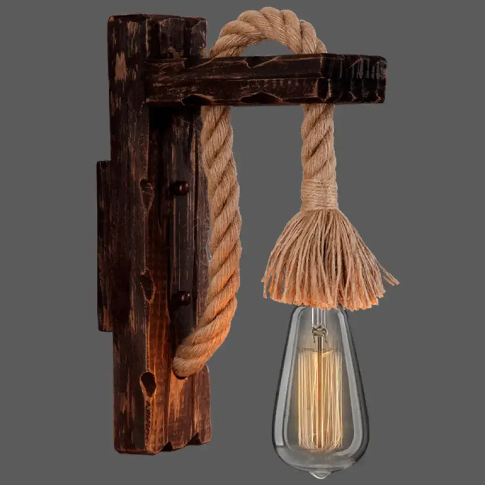 Decorbites l-shaped wooden wall light with thick natural rope and exposed filament bulb e26 e27 farmhouse style