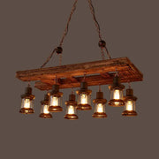 Decorbites rustic 8-light kitchen island pendant light fixture with wooden pallet design brass lanterns black with wood accents bulb base