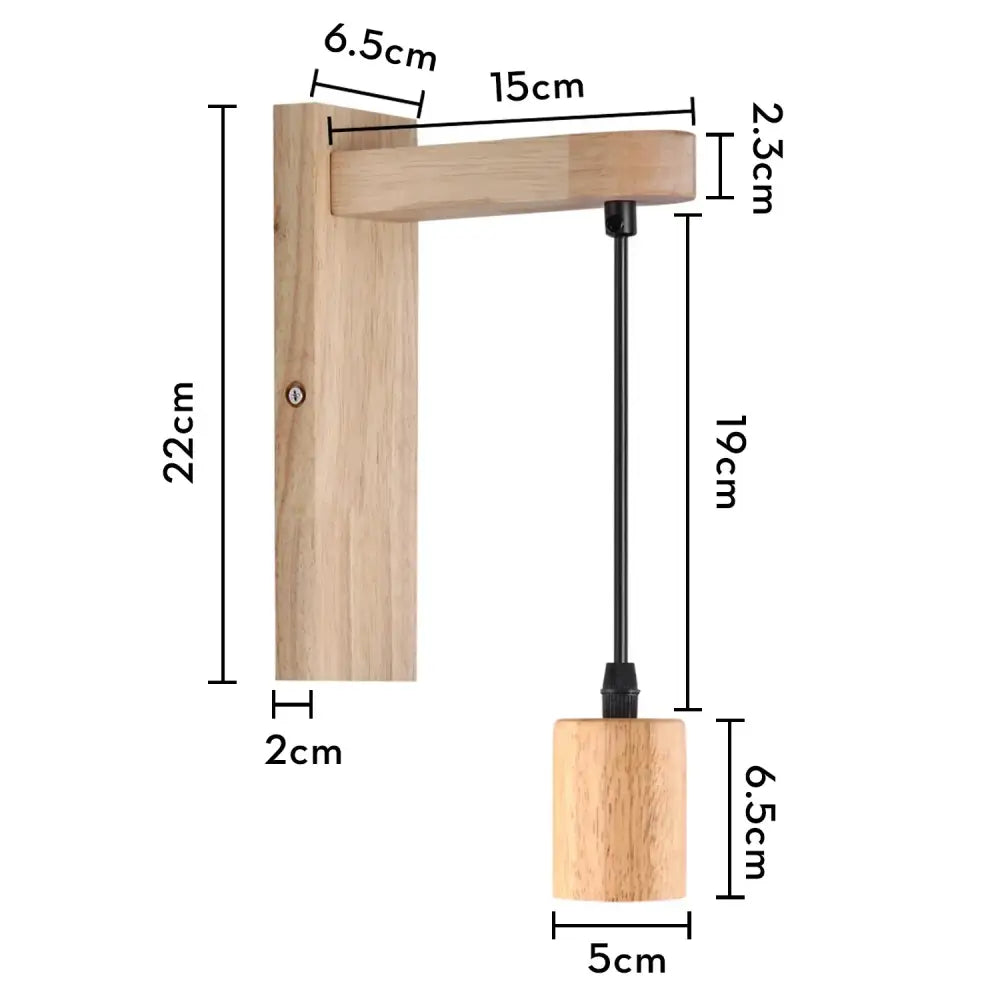 Lightweight rustic wood and iron wall sconce with natural finish and black metal rod by decorbites loft american