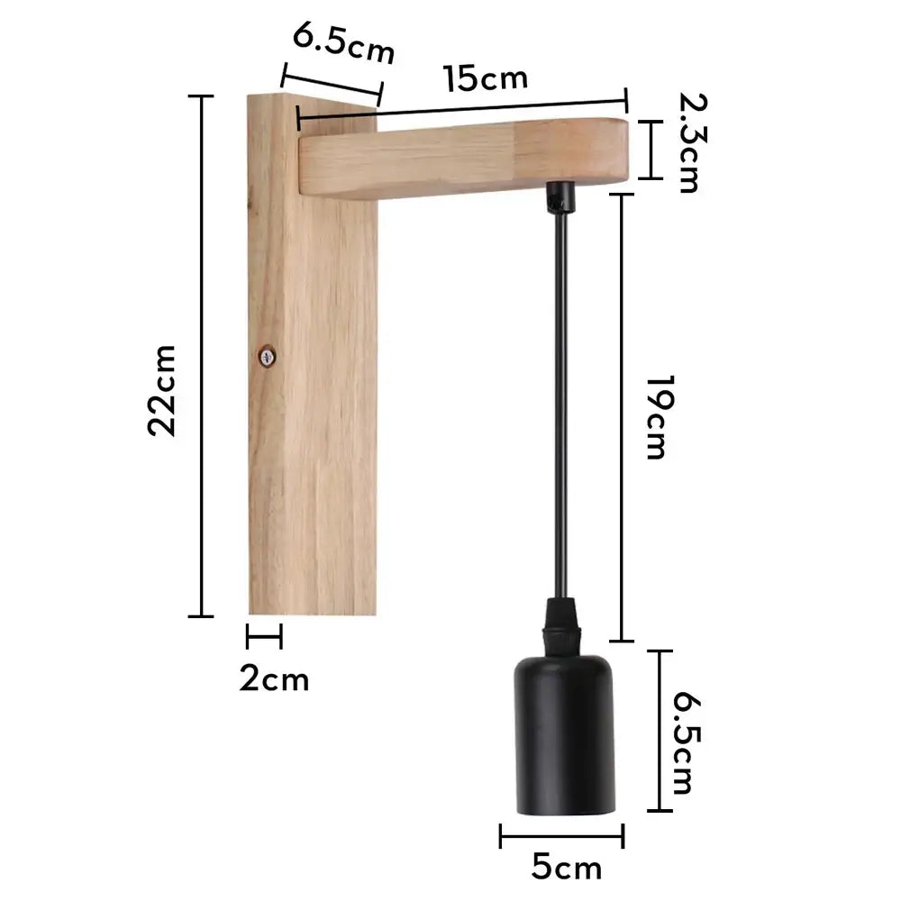 Minimalist wooden wall sconce with black metal cord and cylindrical shade from decorbites loft american iron collection