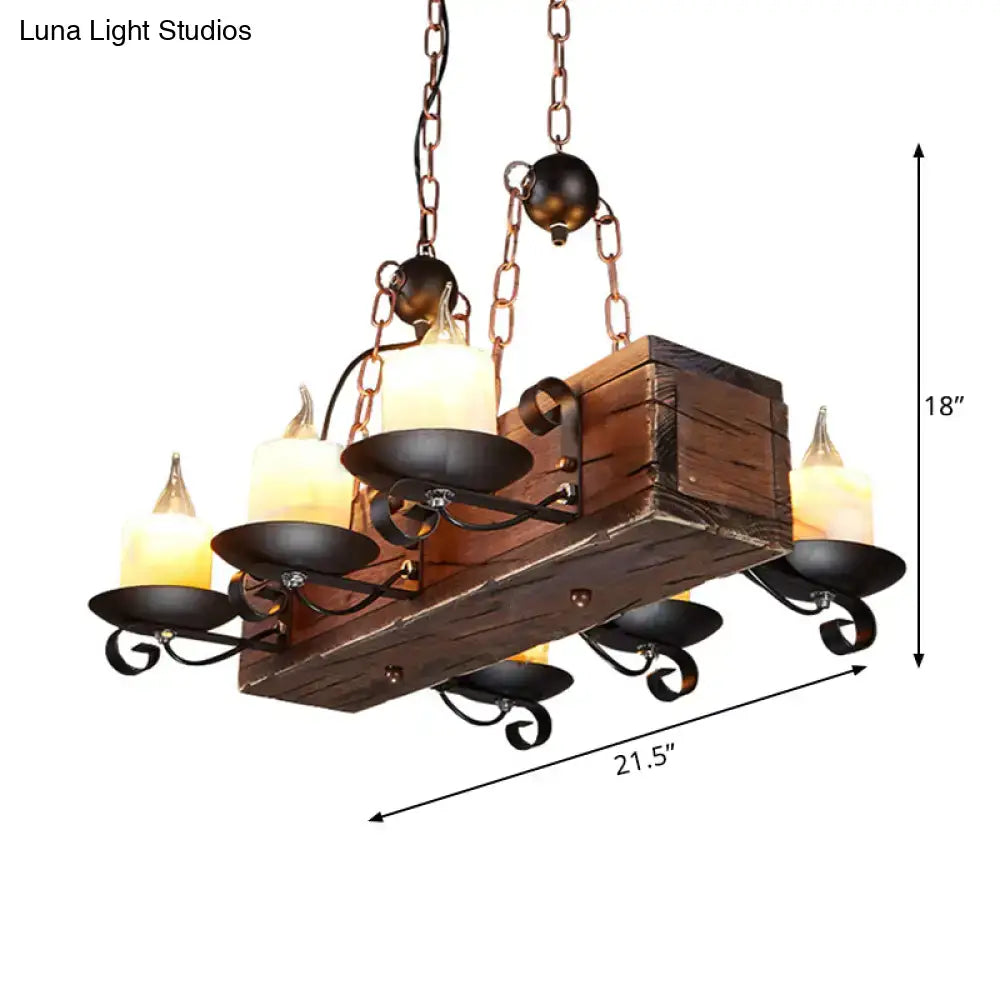 Decorbites rustic marble candle pendant light with wood design and black metal accents 220v-240v in brown