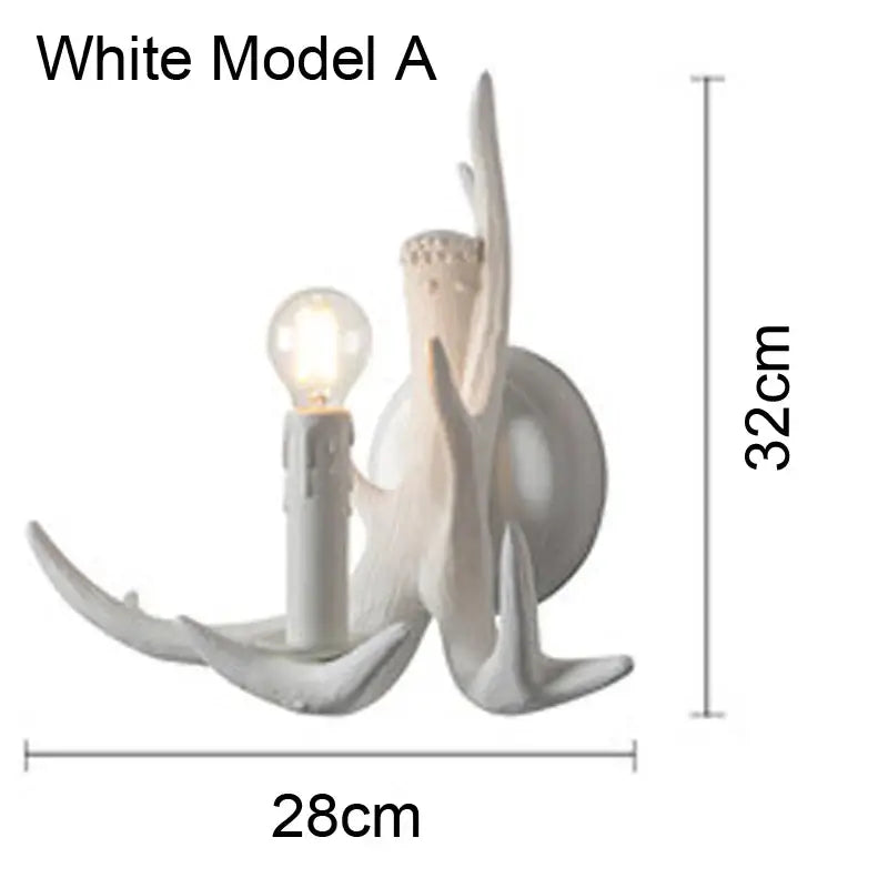 White wall sconce with sculpted antler design and exposed bulb for rustic wood finish deer antler chandelier decorbites deer antler