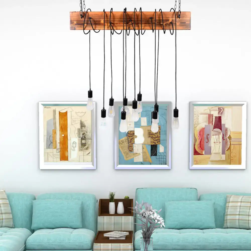 Decorbites rustic metal island lighting chandelier with wooden beam black antique brass multi light suspension