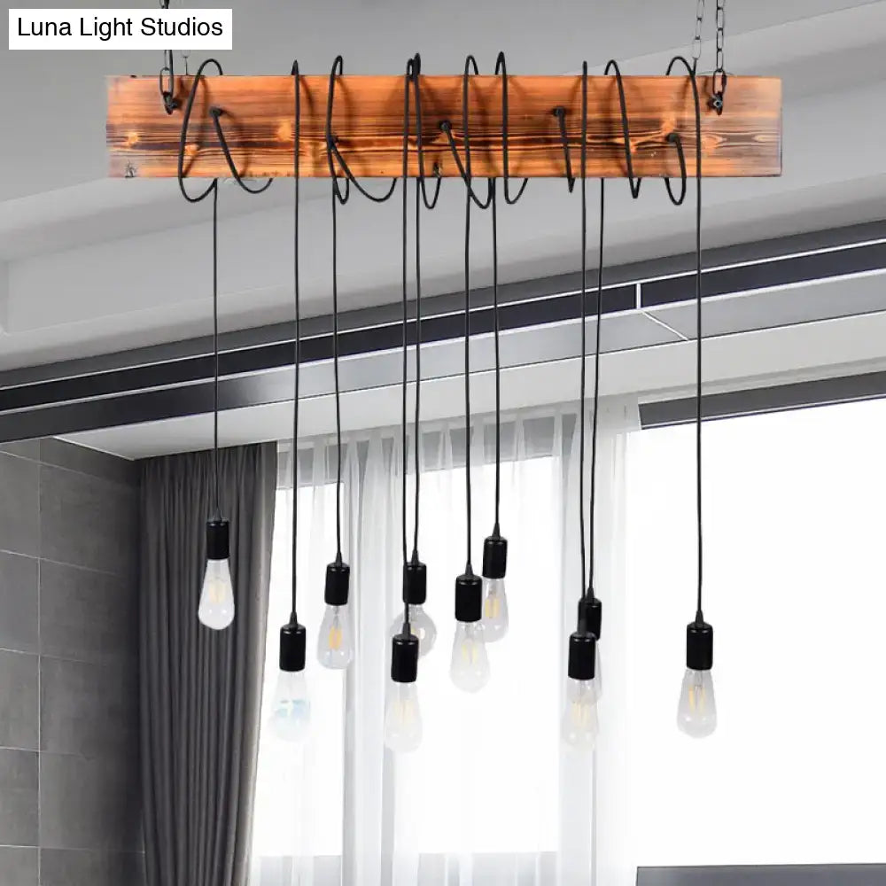 Decorbites rustic metal island lighting with wooden beam and black antique brass multi light pendant chandelier