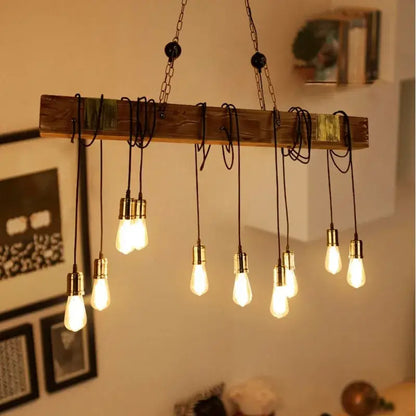 Rustic wooden boat pendant lights with exposed edison bulbs hanging from black cords for dining room decorbites chandelier