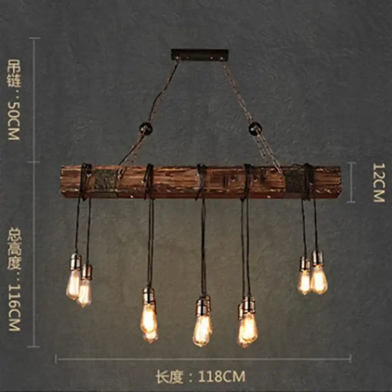 Rustic wooden beam chandelier with multiple exposed Edison bulbs hanging from chains decorbites boat pendant lights