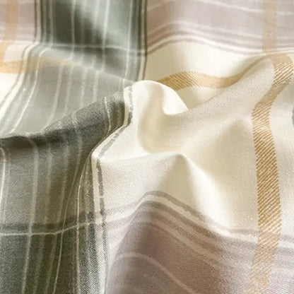 Sage green grid print cotton bedding set featuring soft textured fabric with a subtle plaid decorbites grid print