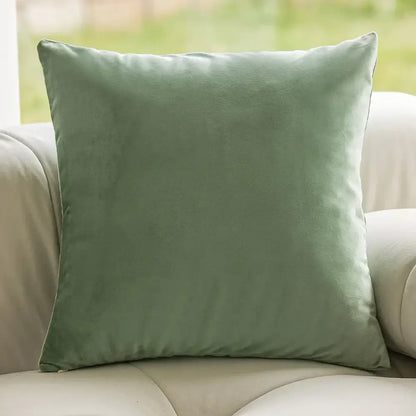 A soft sage green velvet throw pillow with plush textured surface perfect for decorbites green plant jacquard pillow covers