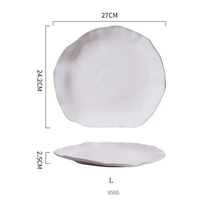 Matte white ceramic dinner plate set with scalloped edge and organic shape for decorbites ceramic dinner tableware