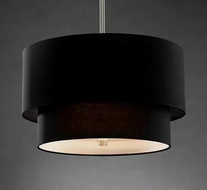 Black velvet double linen fabric pendant light with warm glow ideal for scandinavian dining room lighting