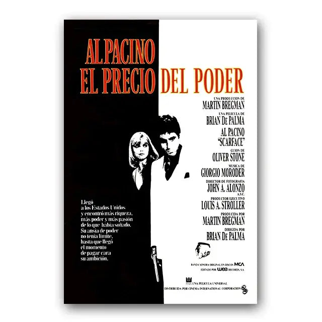 Black and white al pacino tony montana canvas wall art print with bold red lettering for decorbites wall art