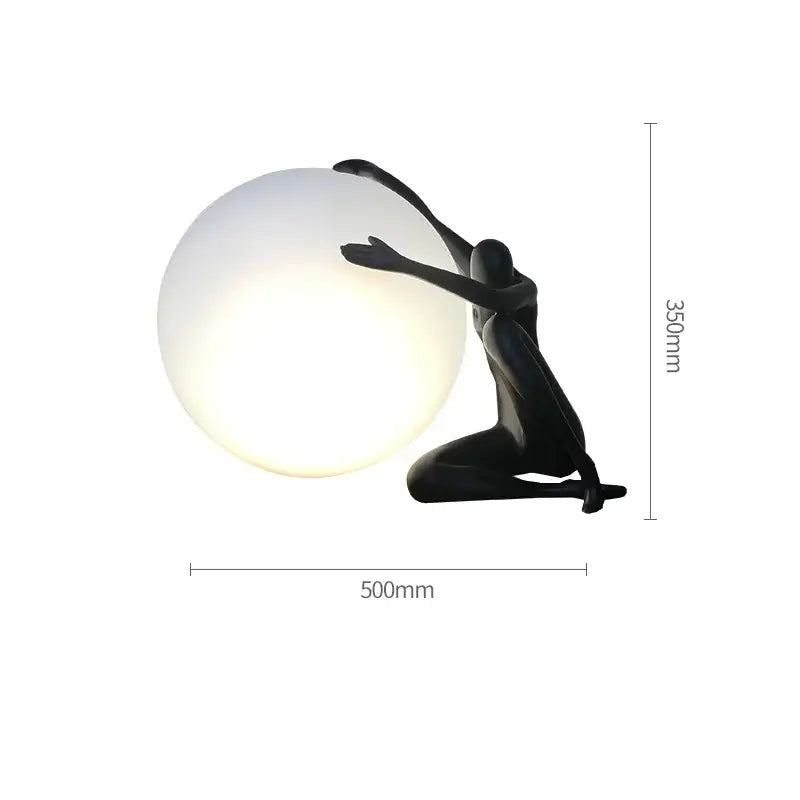 Sculptural black table lamp with glowing white glass ball for bedroom decorbites glass ball table lamp